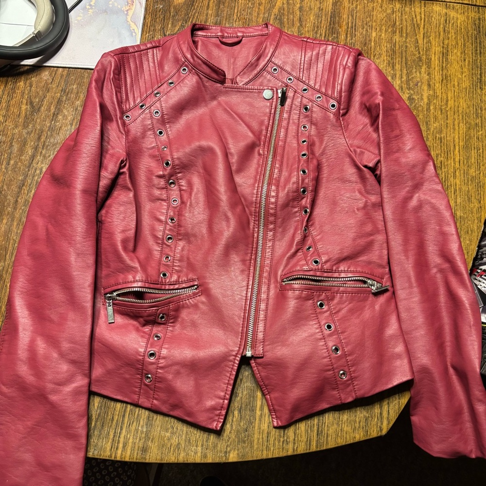 Red pleather jacket zippers grommets Guardians of the Galaxy Star Lord